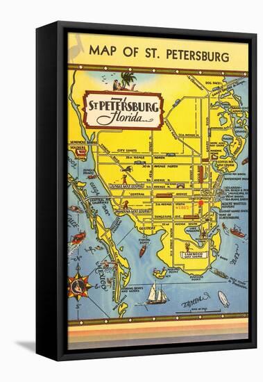 Map of St. Petersburg, Florida-null-Framed Stretched Canvas