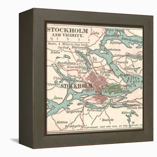 Map of Stockholm (C. 1900), Maps-Encyclopaedia Britannica-Framed Stretched Canvas