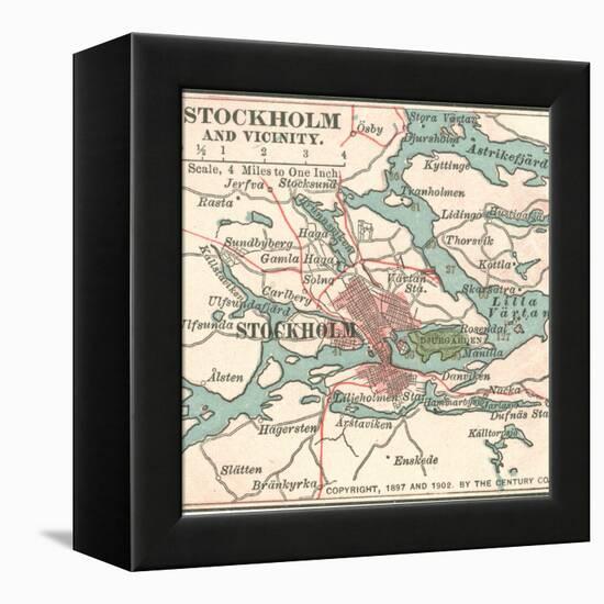 Map of Stockholm (C. 1900), Maps-Encyclopaedia Britannica-Framed Stretched Canvas