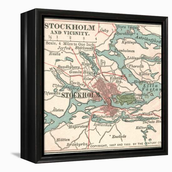 Map of Stockholm (C. 1900), Maps-Encyclopaedia Britannica-Framed Stretched Canvas