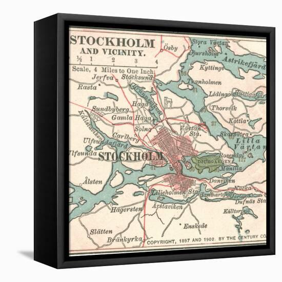 Map of Stockholm (C. 1900), Maps-Encyclopaedia Britannica-Framed Stretched Canvas