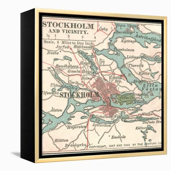 Map of Stockholm (C. 1900), Maps-Encyclopaedia Britannica-Framed Stretched Canvas