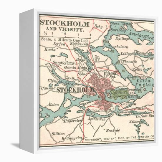 Map of Stockholm (C. 1900), Maps-Encyclopaedia Britannica-Framed Stretched Canvas