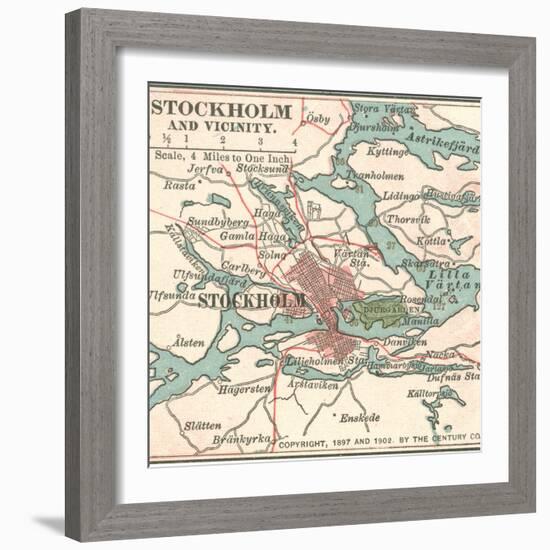 Map of Stockholm (C. 1900), Maps-Encyclopaedia Britannica-Framed Premium Giclee Print