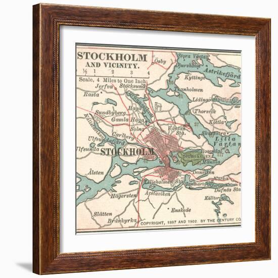 Map of Stockholm (C. 1900), Maps-Encyclopaedia Britannica-Framed Premium Giclee Print