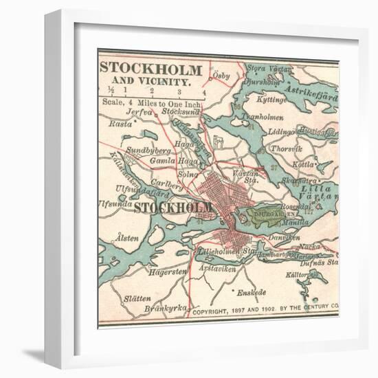 Map of Stockholm (C. 1900), Maps-Encyclopaedia Britannica-Framed Premium Giclee Print