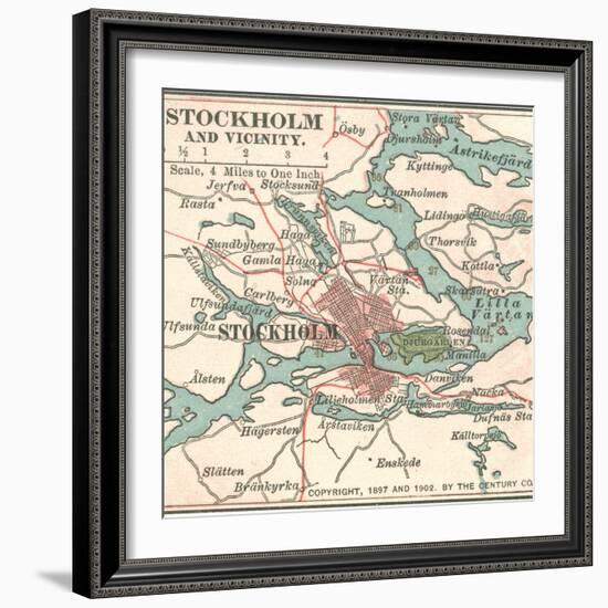 Map of Stockholm (C. 1900), Maps-Encyclopaedia Britannica-Framed Premium Giclee Print