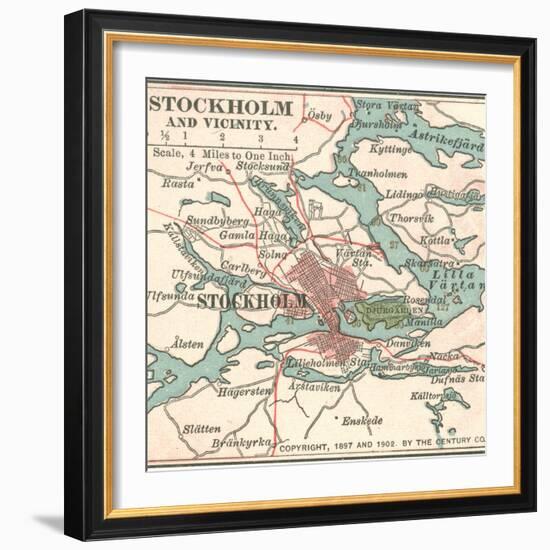 Map of Stockholm (C. 1900), Maps-Encyclopaedia Britannica-Framed Premium Giclee Print