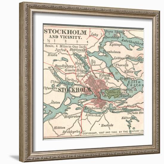 Map of Stockholm (C. 1900), Maps-Encyclopaedia Britannica-Framed Art Print