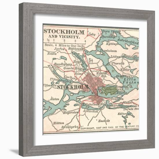 Map of Stockholm (C. 1900), Maps-Encyclopaedia Britannica-Framed Art Print