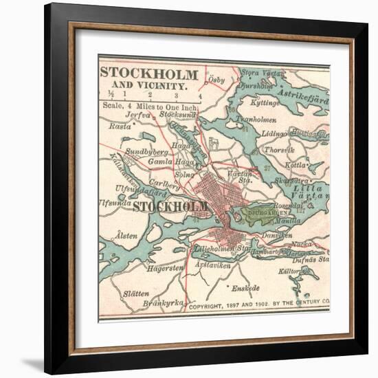 Map of Stockholm (C. 1900), Maps-Encyclopaedia Britannica-Framed Art Print