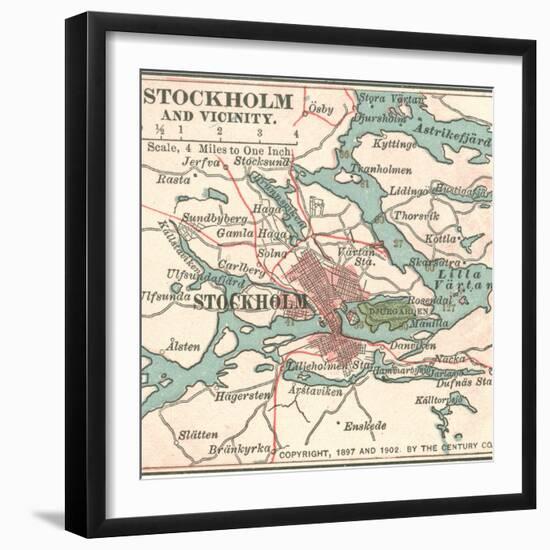 Map of Stockholm (C. 1900), Maps-Encyclopaedia Britannica-Framed Art Print