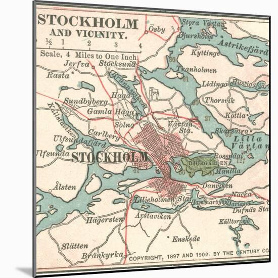 Map of Stockholm (C. 1900), Maps-Encyclopaedia Britannica-Mounted Art Print