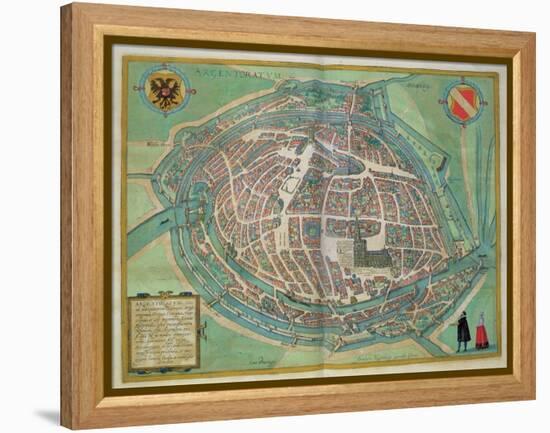 Map of Strasbourg, from Civitates Orbis Terrarum by Georg Braun-Joris Hoefnagel-Framed Premier Image Canvas