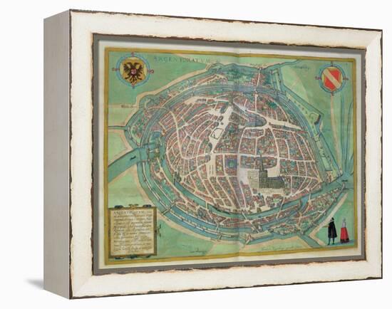 Map of Strasbourg, from Civitates Orbis Terrarum by Georg Braun-Joris Hoefnagel-Framed Premier Image Canvas