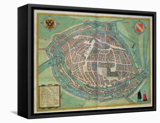 Map of Strasbourg, from Civitates Orbis Terrarum by Georg Braun-Joris Hoefnagel-Framed Premier Image Canvas