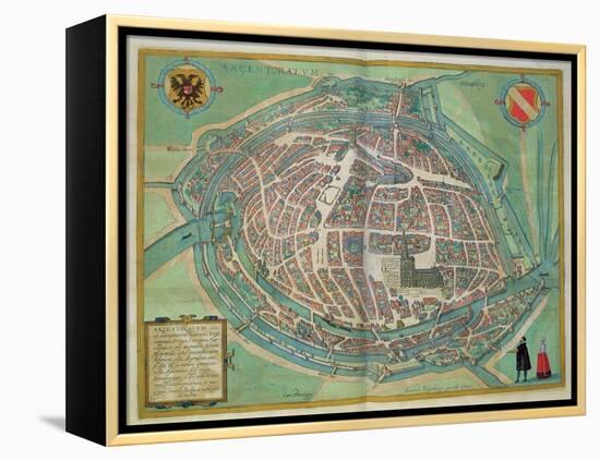 Map of Strasbourg, from Civitates Orbis Terrarum by Georg Braun-Joris Hoefnagel-Framed Premier Image Canvas