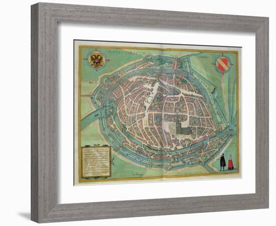 Map of Strasbourg, from Civitates Orbis Terrarum by Georg Braun-Joris Hoefnagel-Framed Giclee Print