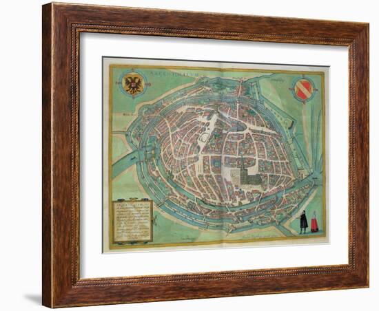 Map of Strasbourg, from Civitates Orbis Terrarum by Georg Braun-Joris Hoefnagel-Framed Giclee Print