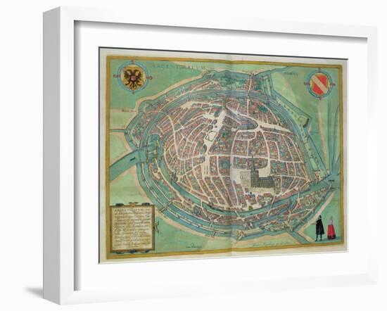 Map of Strasbourg, from Civitates Orbis Terrarum by Georg Braun-Joris Hoefnagel-Framed Giclee Print