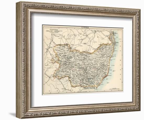 Map of Suffolk, England, 1870s-null-Framed Giclee Print
