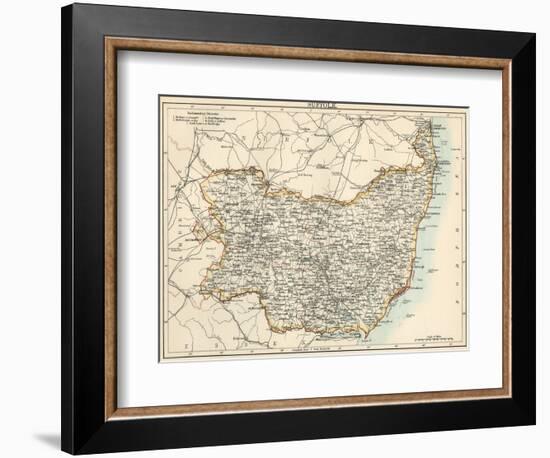 Map of Suffolk, England, 1870s--Framed Giclee Print