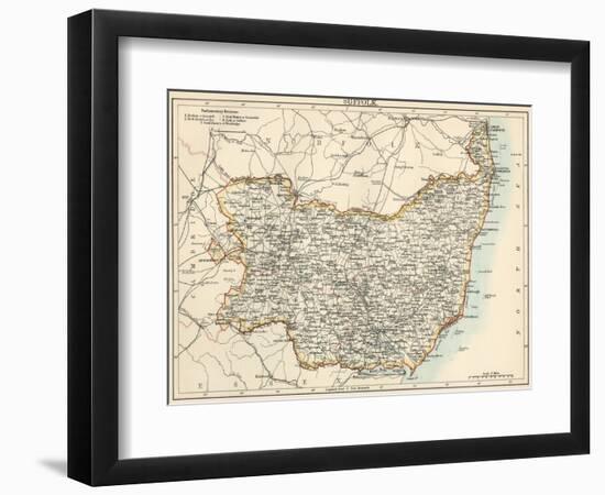 Map of Suffolk, England, 1870s-null-Framed Giclee Print