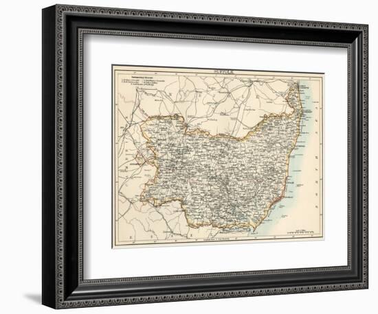 Map of Suffolk, England, 1870s-null-Framed Giclee Print