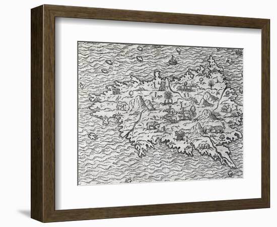 Map of Sumatra, Engraving-Andre Thevet-Framed Giclee Print