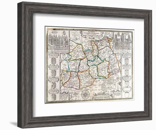 Map of Surrey, Described and Divided into Hundreds (Engraving)-English-Framed Giclee Print