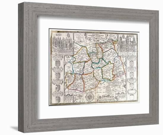 Map of Surrey, Described and Divided into Hundreds (Engraving)-English-Framed Giclee Print