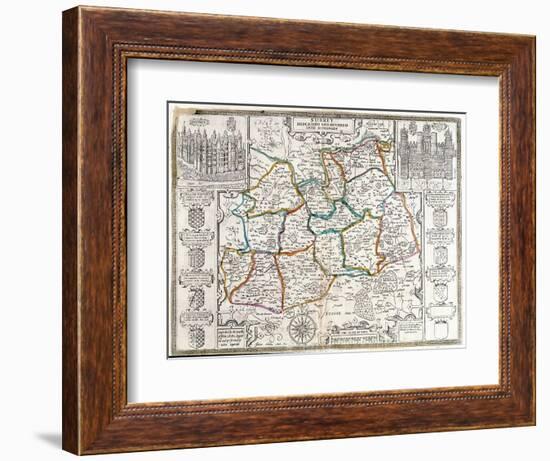 Map of Surrey, Described and Divided into Hundreds (Engraving)-English-Framed Giclee Print