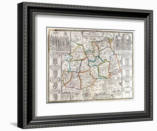 Map of Surrey, Described and Divided into Hundreds (Engraving)-English-Framed Giclee Print