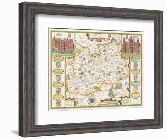 Map of Surrey, engraved by Jodocus Hondius-John Speed-Framed Giclee Print