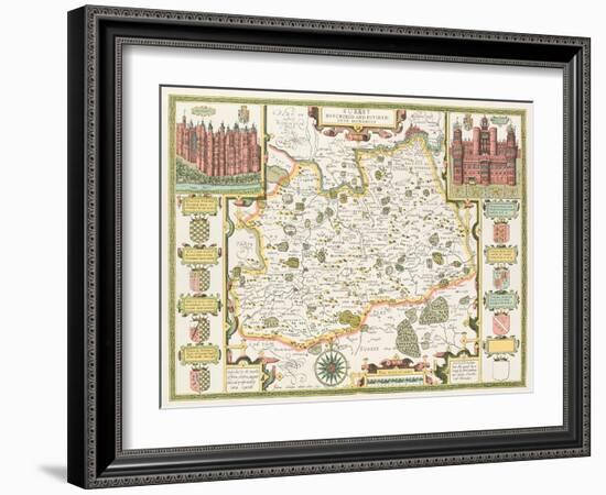 Map of Surrey, engraved by Jodocus Hondius-John Speed-Framed Giclee Print