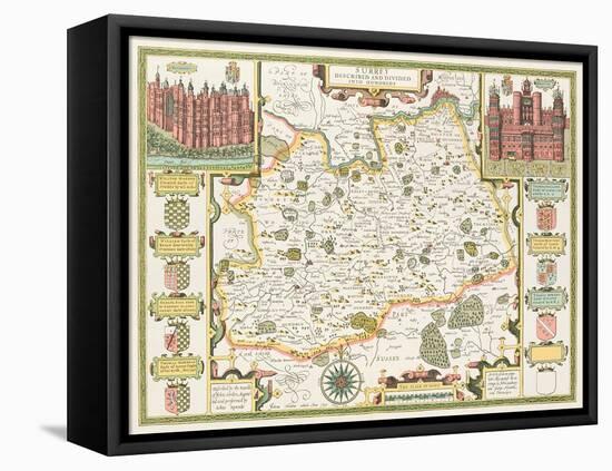 Map of Surrey, engraved by Jodocus Hondius-John Speed-Framed Premier Image Canvas