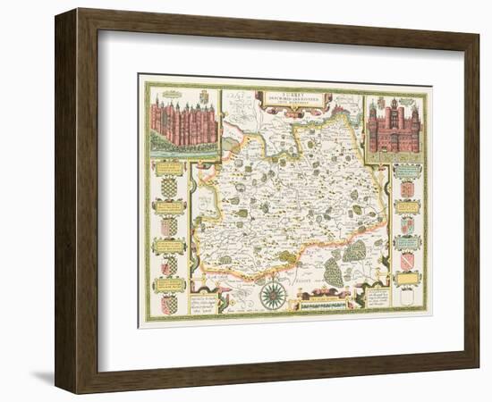 Map of Surrey, engraved by Jodocus Hondius-John Speed-Framed Giclee Print