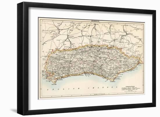 Map of Sussex, England, 1870s-null-Framed Giclee Print