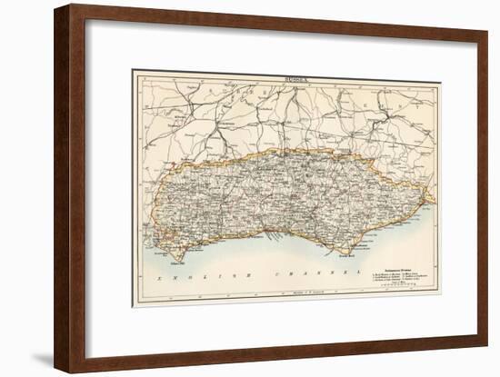 Map of Sussex, England, 1870s-null-Framed Giclee Print