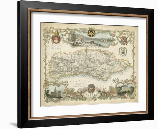 Map of Sussex-null-Framed Art Print
