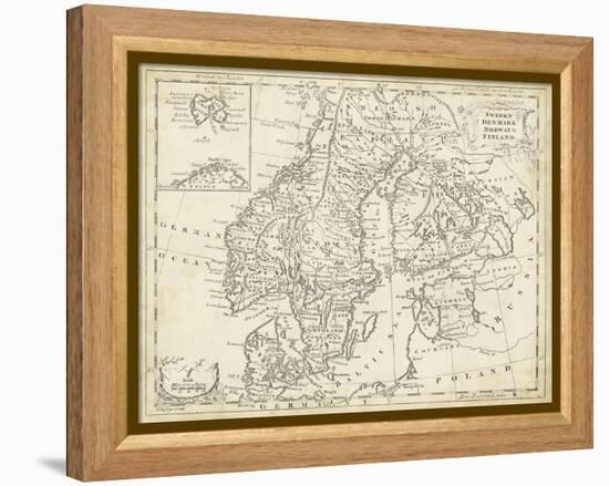 Map of Sweden and Denmark-T. Jeffreys-Framed Stretched Canvas