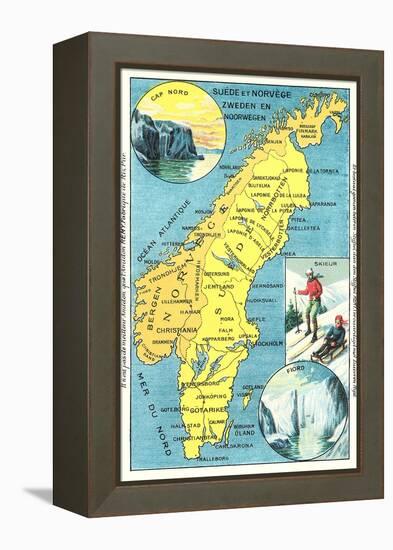 Map of Sweden and Norway-null-Framed Stretched Canvas