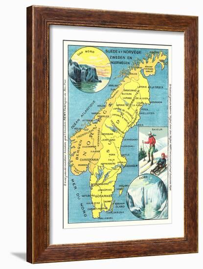 Map of Sweden and Norway-null-Framed Art Print