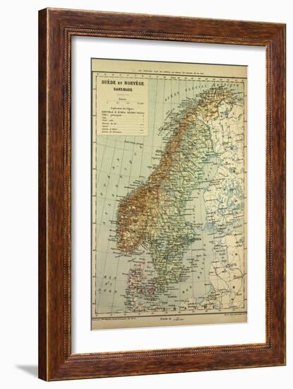 Map of Sweden Denmark and Norway-null-Framed Giclee Print