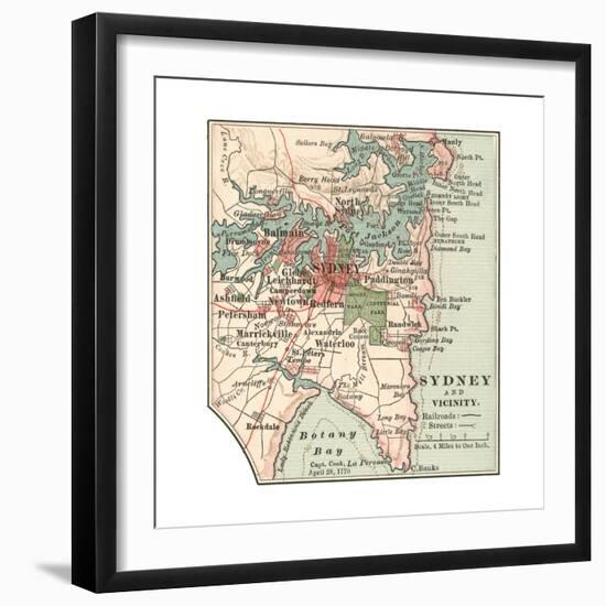 Map of Sydney (C. 1900), Maps-Encyclopaedia Britannica-Framed Giclee Print