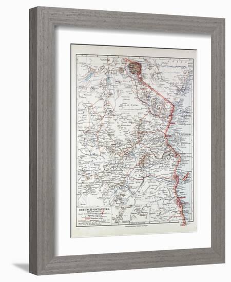 Map of Tanzania Kilimanjaro, 1899-null-Framed Giclee Print