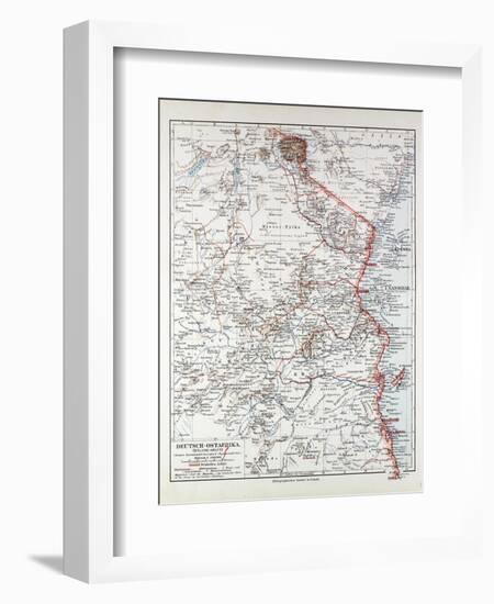 Map of Tanzania Kilimanjaro, 1899-null-Framed Giclee Print