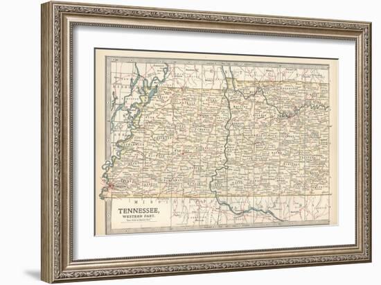 Map of Tennessee, Western Part. United States. Inset Map of Chattanooga-Encyclopaedia Britannica-Framed Art Print