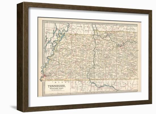Map of Tennessee, Western Part. United States. Inset Map of Chattanooga-Encyclopaedia Britannica-Framed Art Print