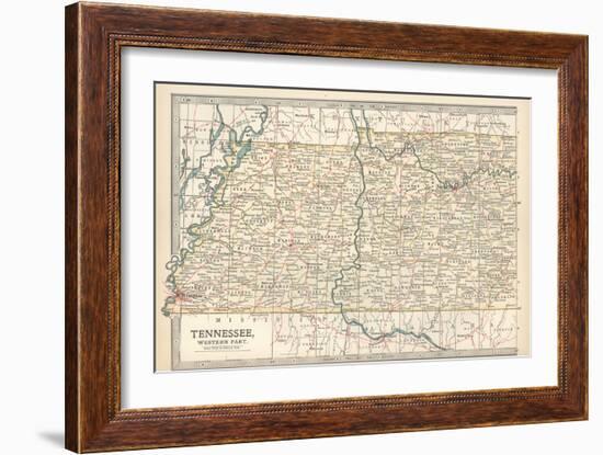 Map of Tennessee, Western Part. United States. Inset Map of Chattanooga-Encyclopaedia Britannica-Framed Art Print